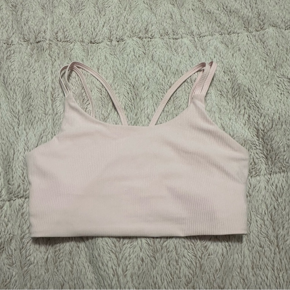 Light Pink Ribbed Sports Bra